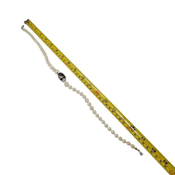 Vintage Cloisonne Tourmaline Princess Necklace White Variegated Barrell Clasp - Picture 11 of 11